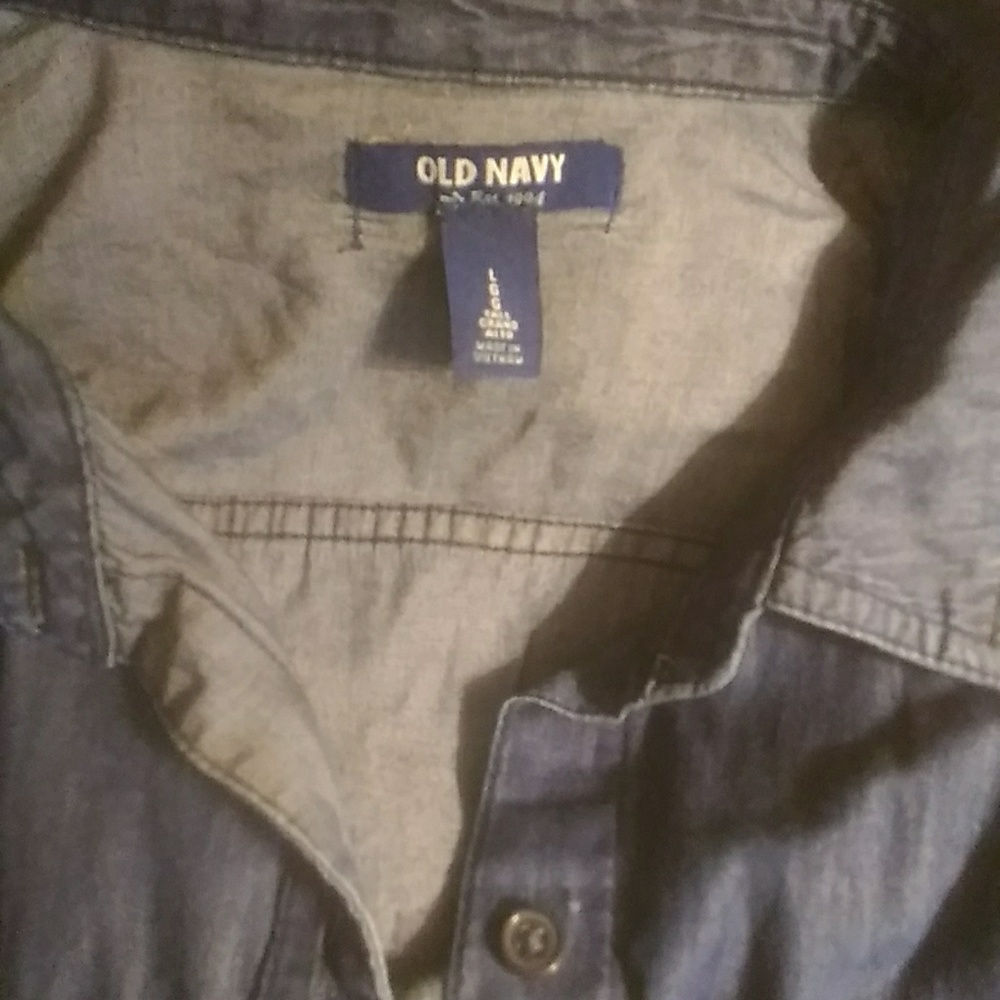Dark chambray button down shirt